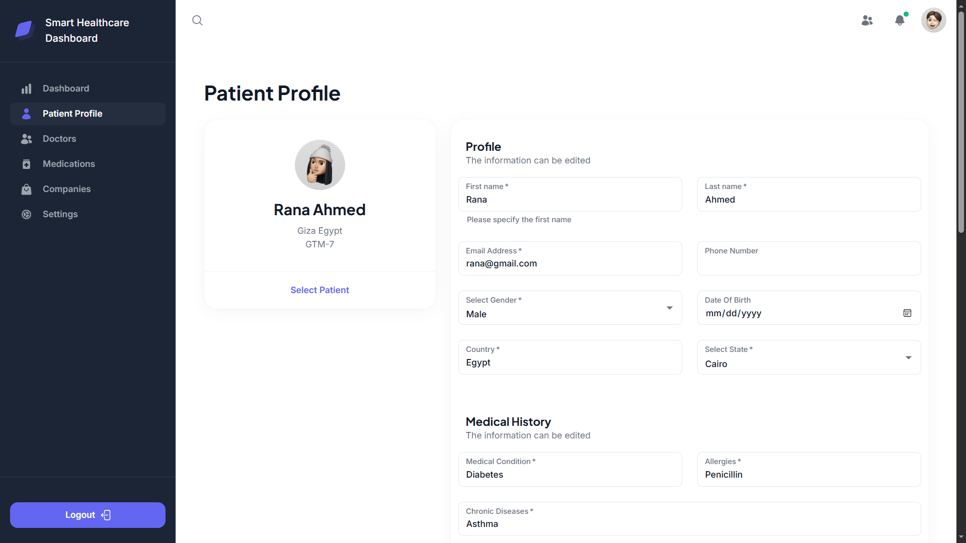 Smart Healthcare Dashboard screenshot 3 of 7