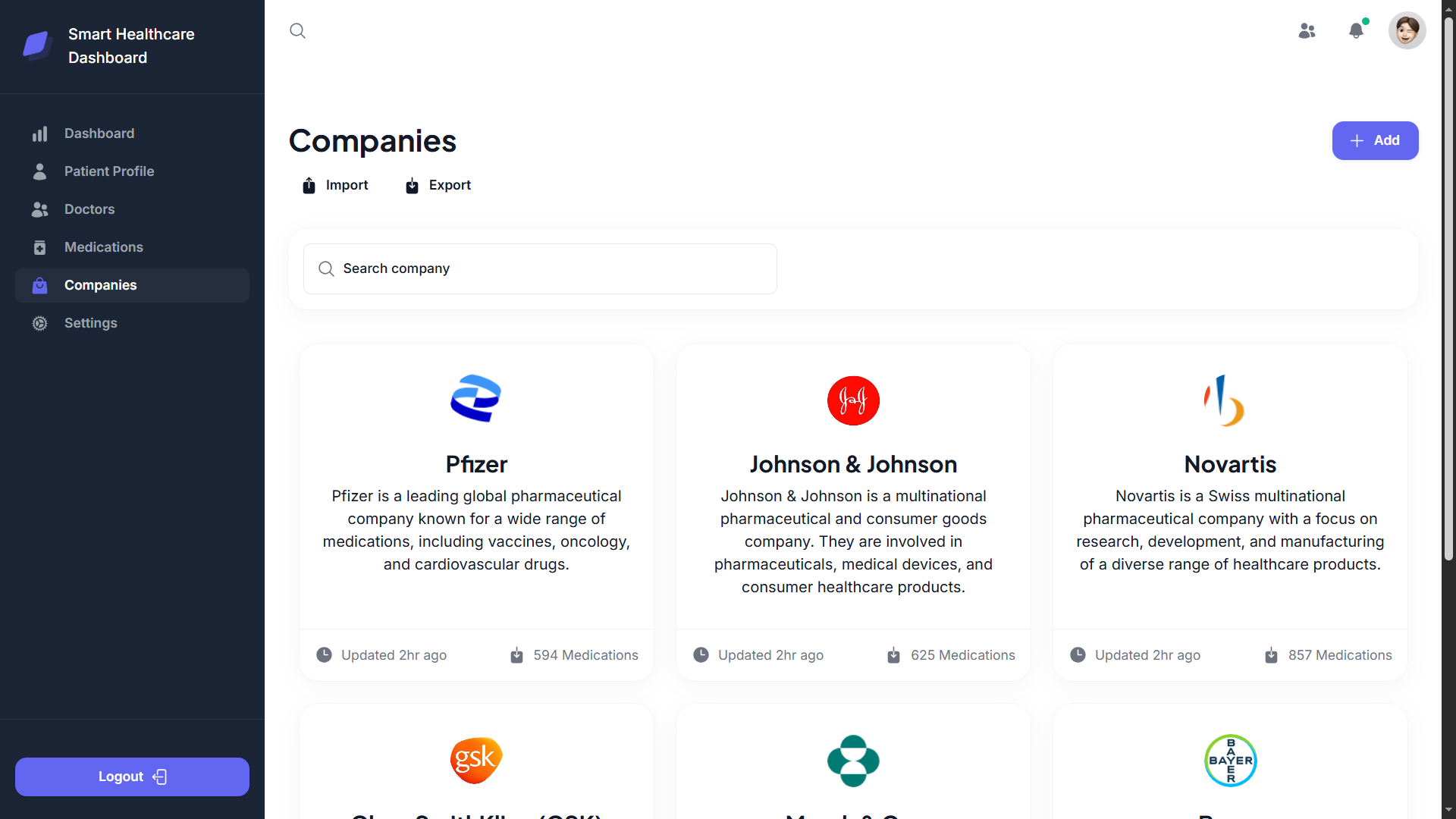 Smart Healthcare Dashboard screenshot 6 of 7